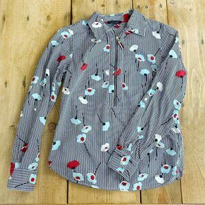 Tommy Hilfiger Poppy Striped Shirt Top XS Blue‎ Zip